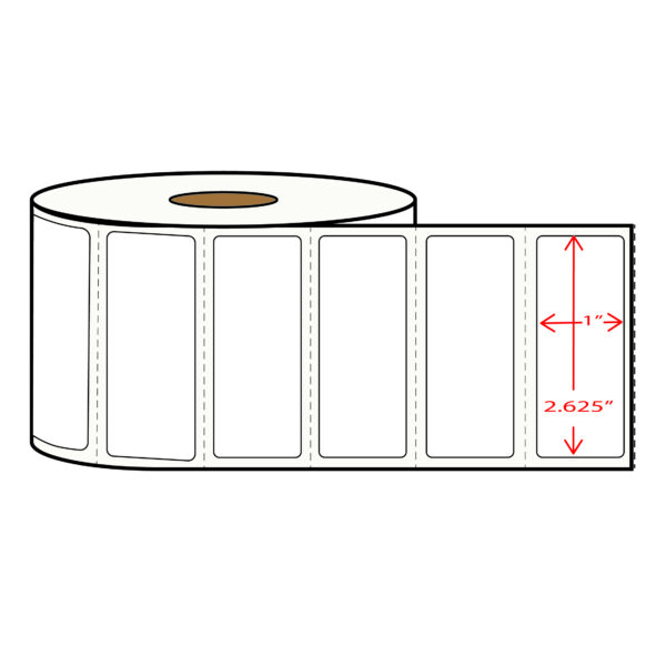 2.625″ x 1″ Direct Thermal Labels – 2000 Per Roll – 1″ Core