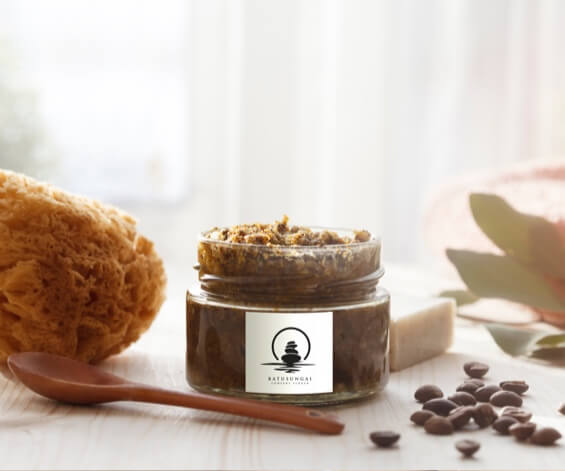 Jar with sugar scrub label
